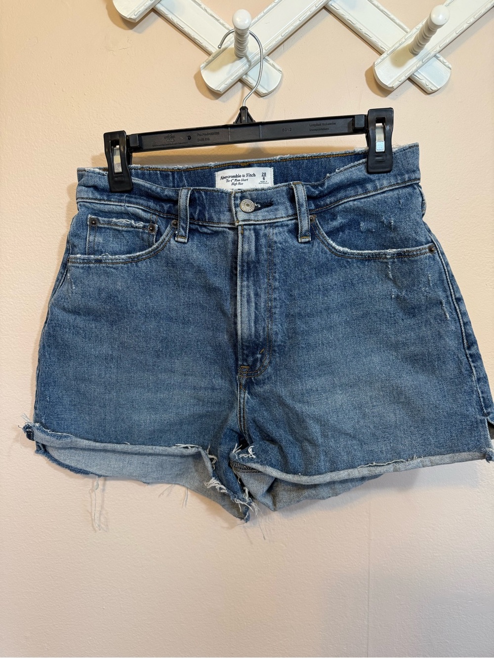 Abercrombie & Fitch Distressed Medium Blue Denim Cutoff Shorts